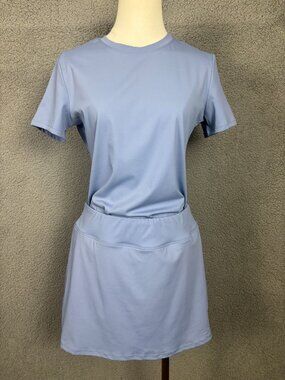 Riyiper Women's Two Piece Skirt Set Workout Shirts Tennis/Golf Blue Size M NWT's